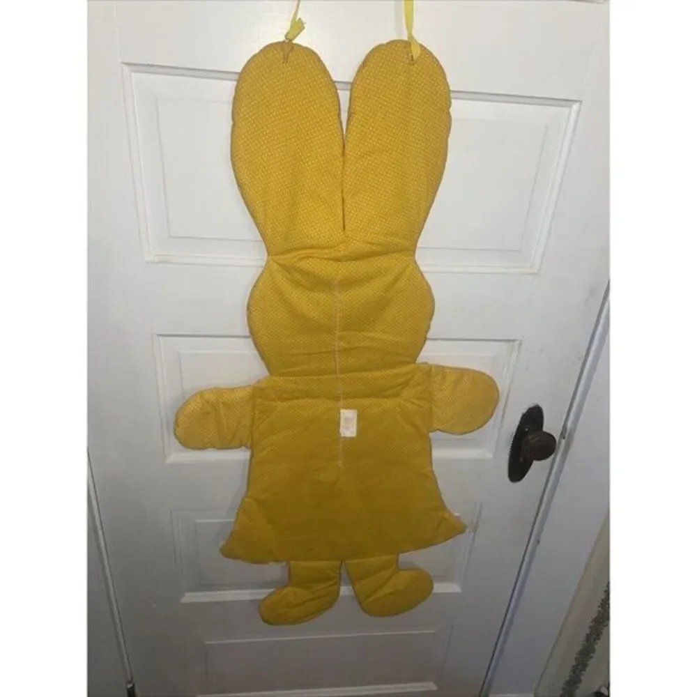 Vtg Baby Bunny Rabbit Fabric plush nursery wall art Judi's Heirloom Has CARROT!!